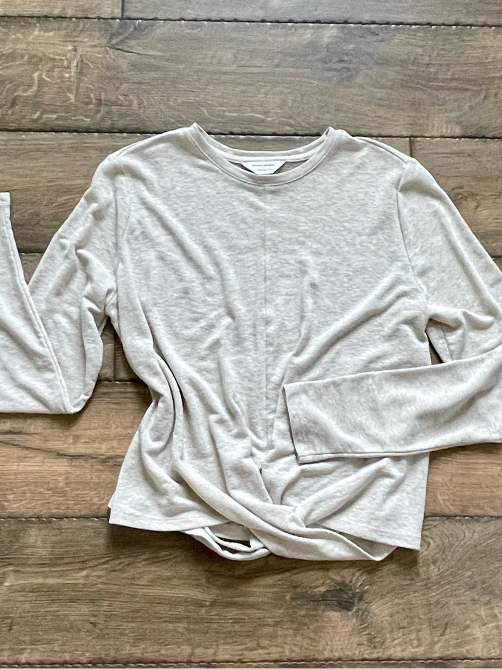 Banana Republic Light Cream Long-Sleeve Twist Front Top